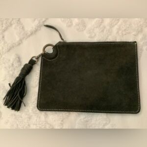 Elegant Black Suede Clutch with Tassel